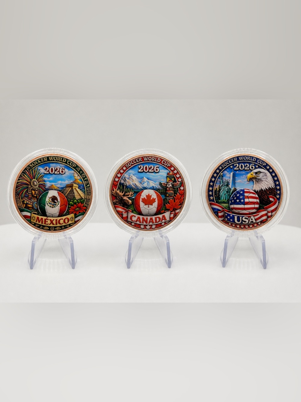 2026 Canada Soccer World Cup Commemorative Copper Coins Set of 3